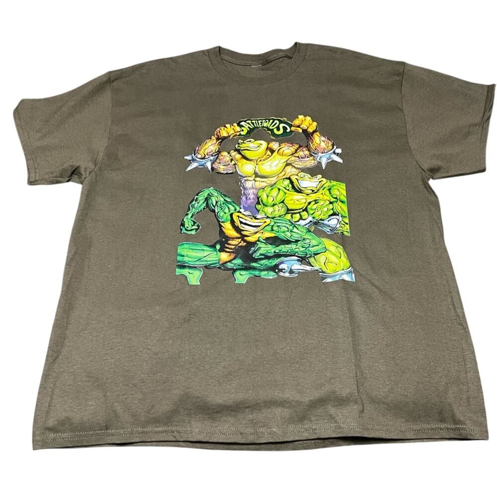 Retro NES Game Battletoads Graphic Military Green Shirt SIZE XL NWOT
